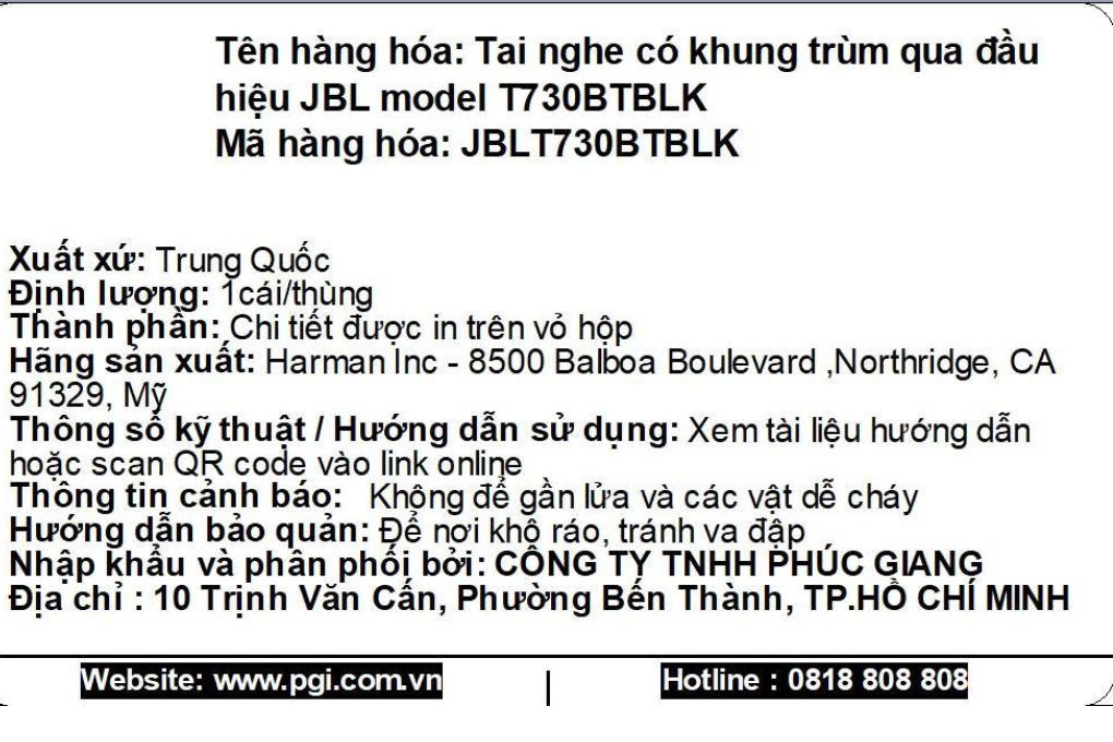 Tai nghe Bluetooth Chụp Tai JBL Tune 730BT Màu Đen