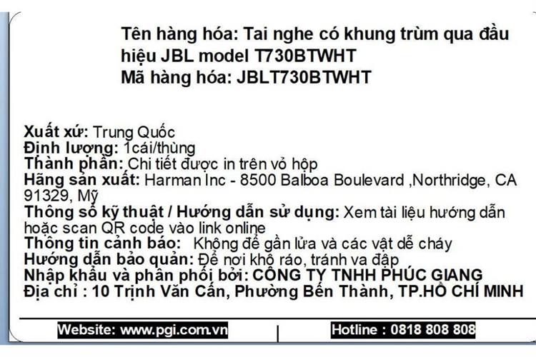 Tai nghe Bluetooth Chụp Tai JBL Tune 730BT Màu Trắng