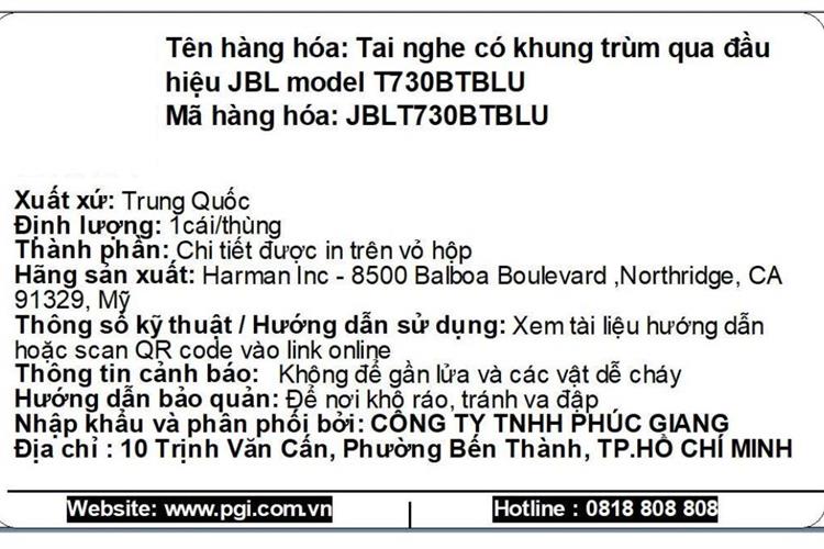 Tai nghe Bluetooth Chụp Tai JBL Tune 730BT Màu Xanh Dương