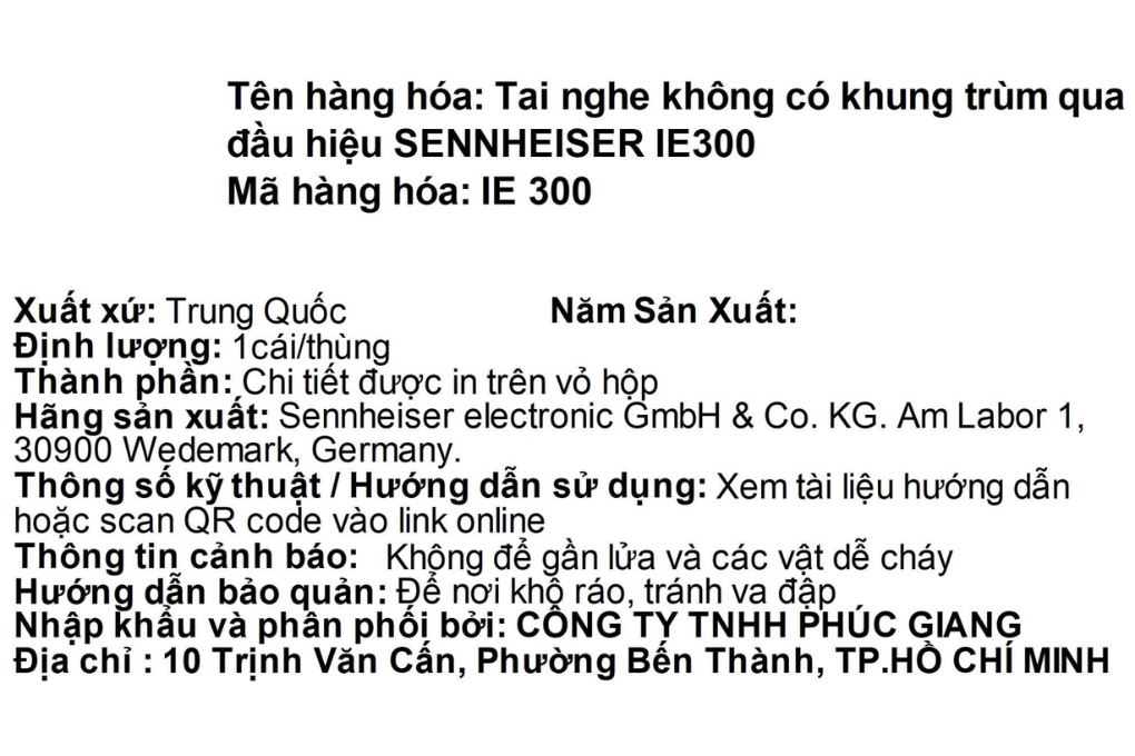Tai nghe Có dây EP Sennheiser IE300 Màu Đen