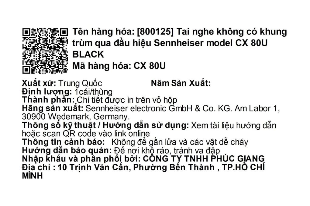 Tai nghe Có dây Sennheiser CX 80U - 6