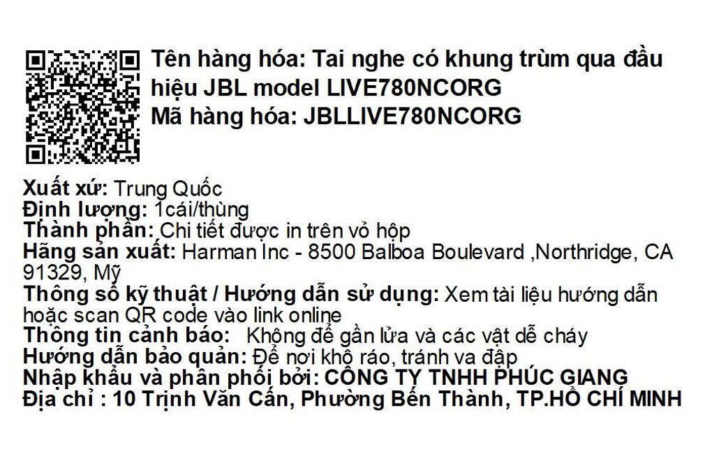 Tai nghe Bluetooth Chụp Tai JBL Live 780NC Màu Cam