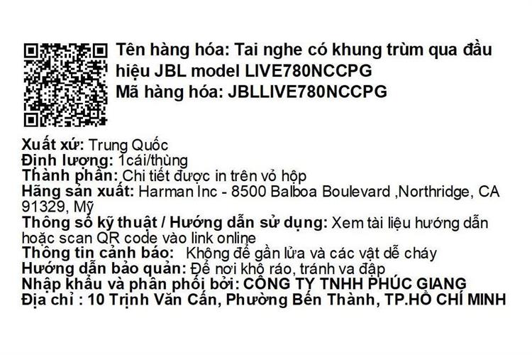 Tai nghe Bluetooth Chụp Tai JBL Live 780NC Màu Vàng