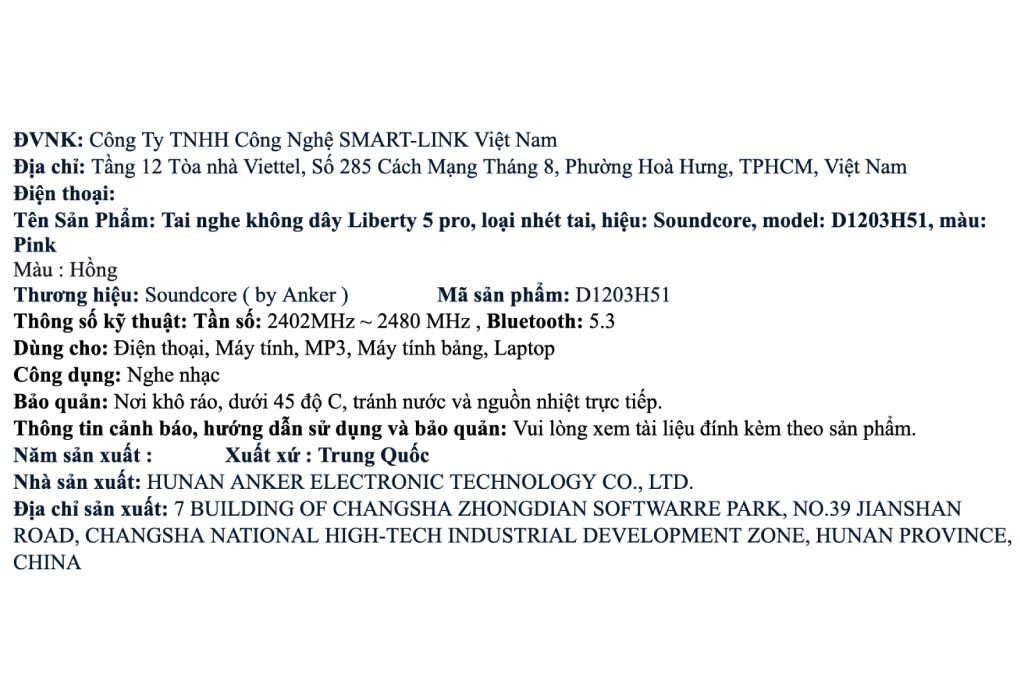 Tai nghe Bluetooth True Wireless Soundcore Liberty 5 Pro D1203 Màu Hồng