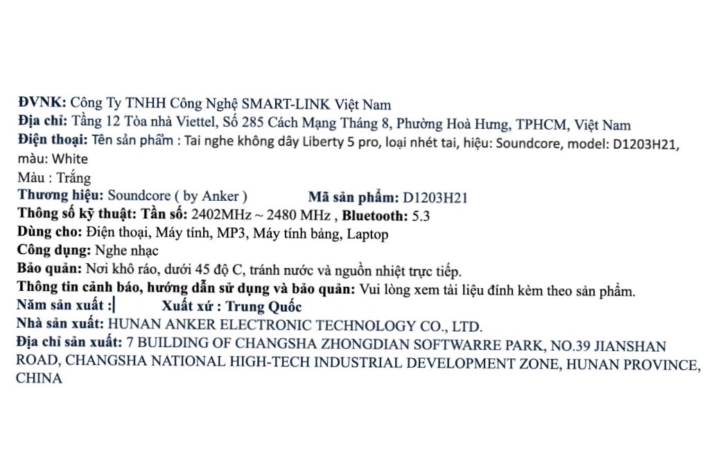 Tai nghe Bluetooth True Wireless Soundcore Liberty 5 Pro D1203 Màu Trắng