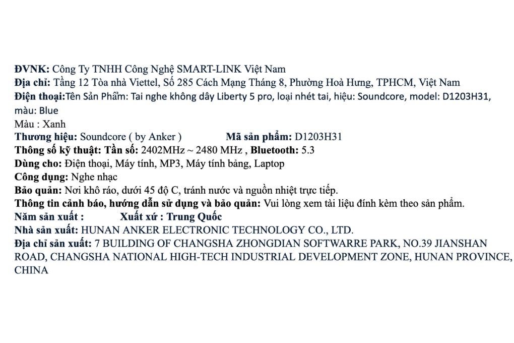 Tai nghe Bluetooth True Wireless Soundcore Liberty 5 Pro D1203 Màu Xanh Dương