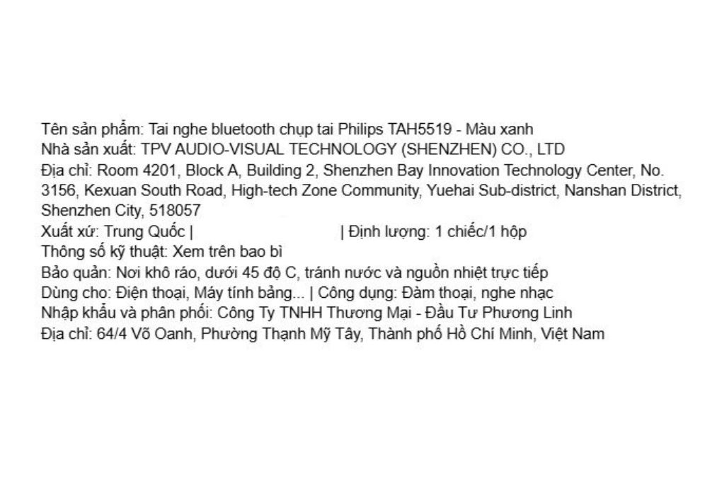 Tai nghe Bluetooth True Wireless Philips Tat2220 Xanh Màu Xanh Dương