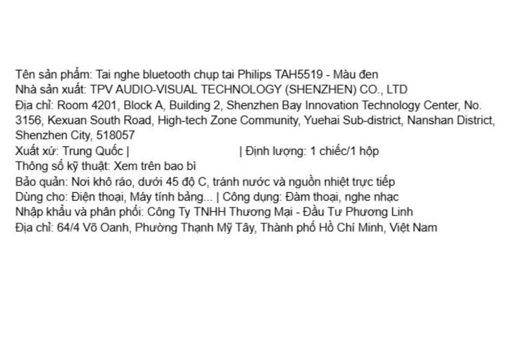 Tai nghe Bluetooth Chụp Tai Philips Tah5519 Đen Màu Đen