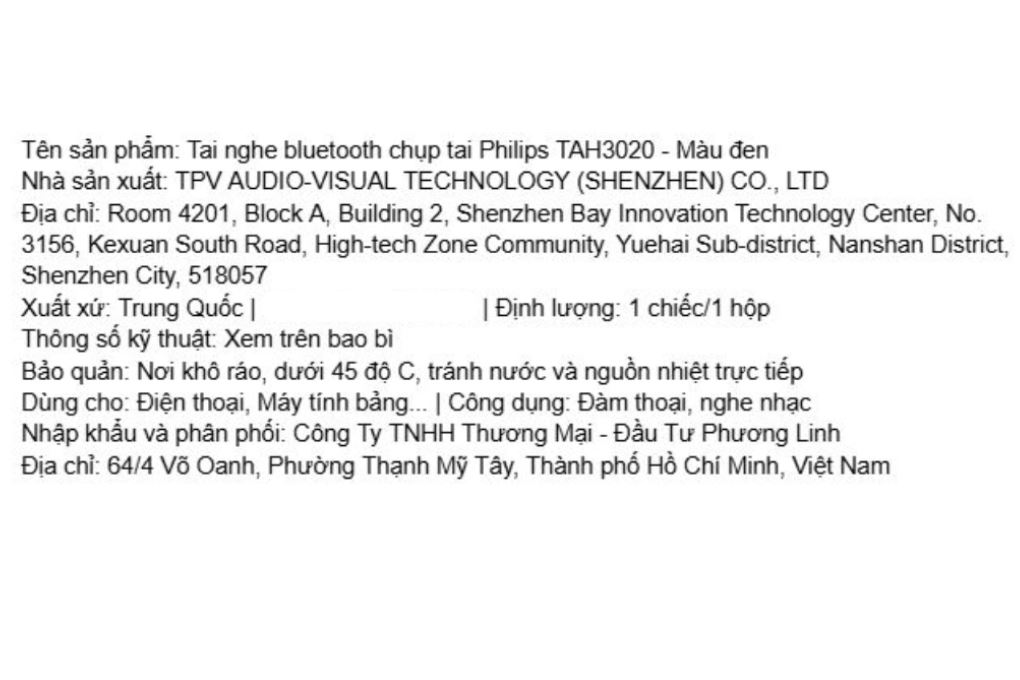 Tai nghe Bluetooth Chụp Tai Philips Tah3020 Đen Màu Đen