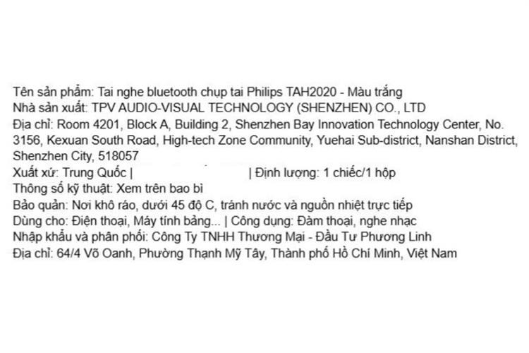 Tai nghe Bluetooth Chụp Tai Philips Tah2020 Trắng Màu Trắng