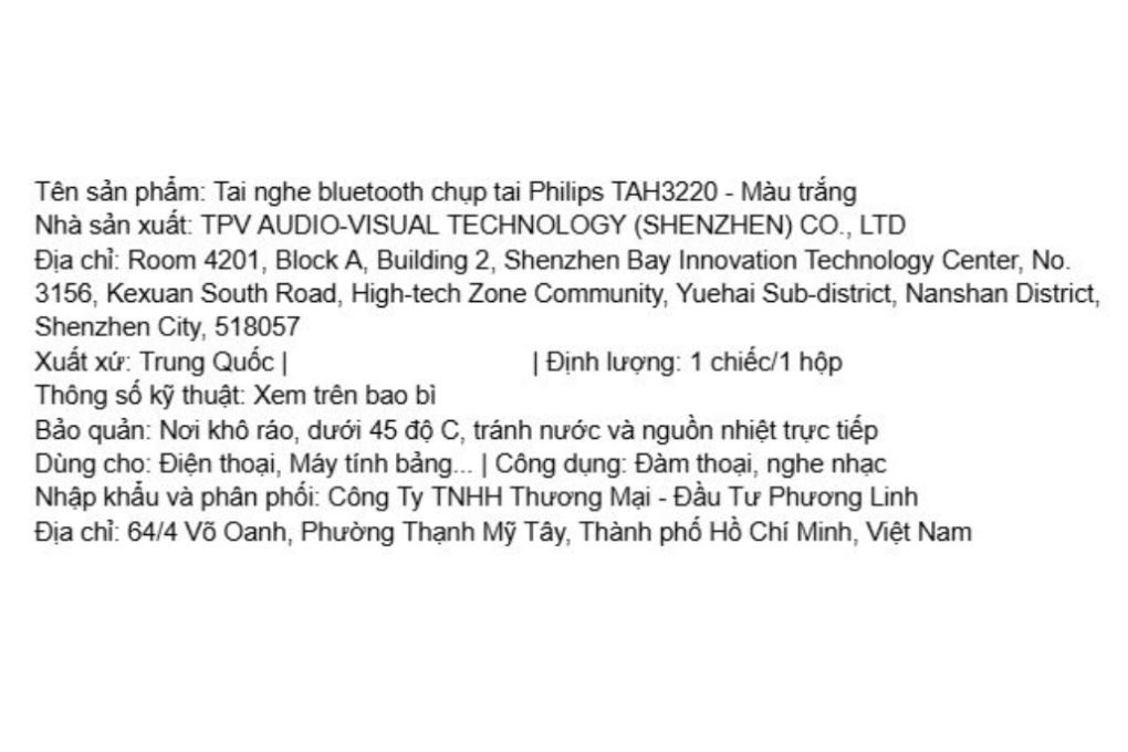 Tai nghe Bluetooth Chụp Tai Philips Tah3220 Trắng Màu Trắng