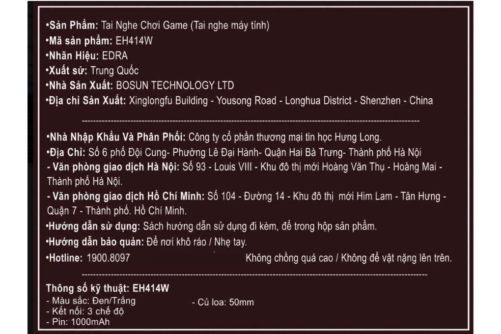 Tai nghe Chụp Tai USB EDRA EH414 Pro Màu Đen