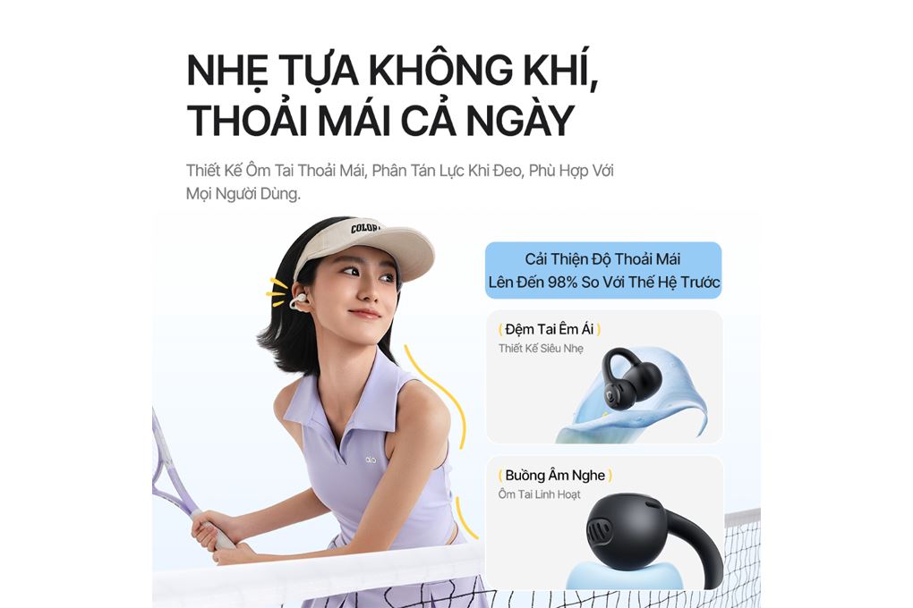 Tai nghe Bluetooth Open-Ear OWS Baseus Bass BC1 Lite Màu Trắng