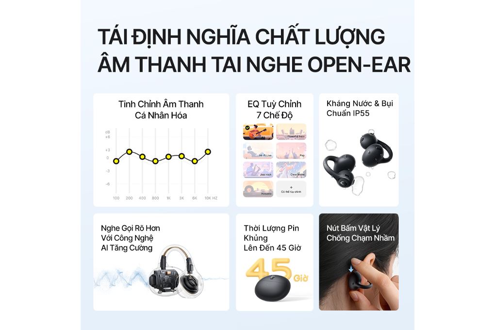 Tai nghe Bluetooth Open-Ear OWS Baseus Bass BC1 Lite Màu Trắng