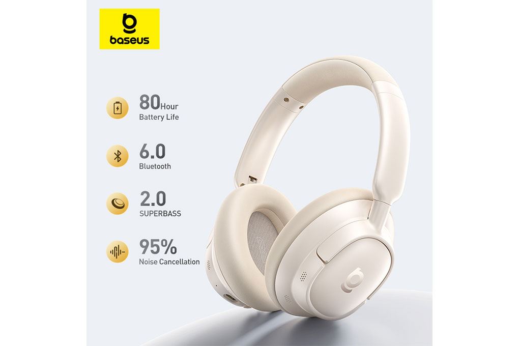 Tai nghe Bluetooth Chụp Tai Baseus Bass BH1 NC Lite Màu Trắng