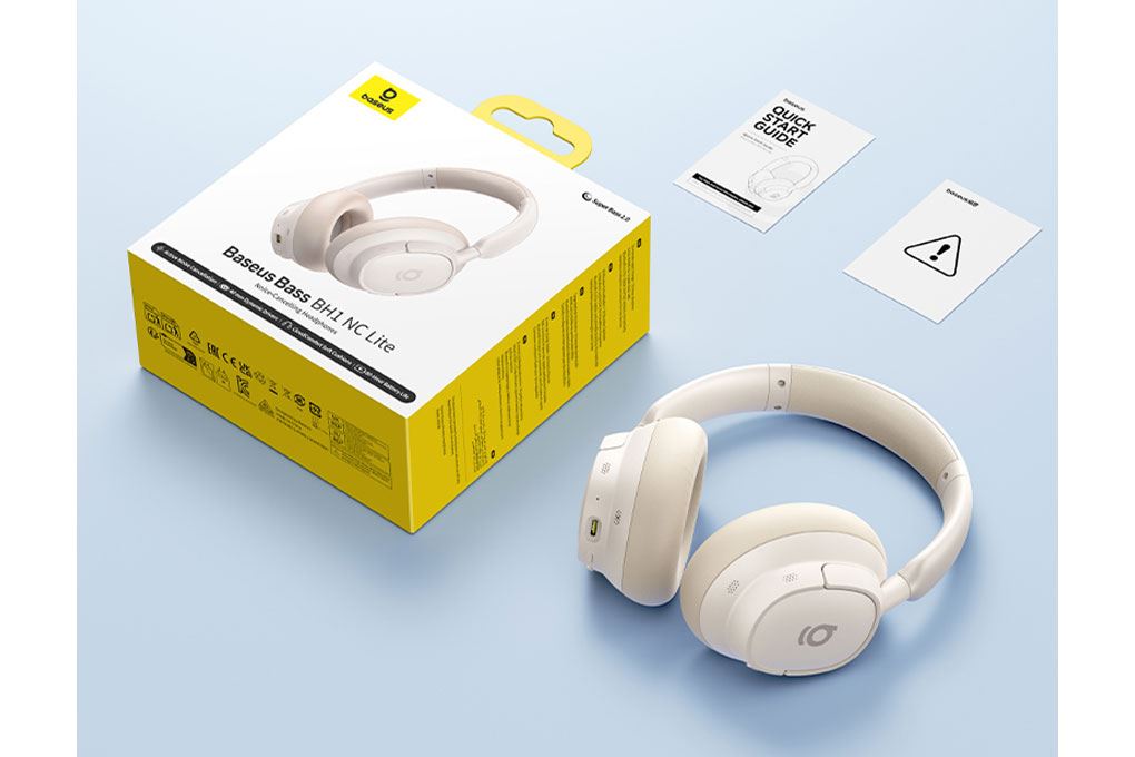 Tai nghe Bluetooth Chụp Tai Baseus Bass BH1 NC Lite Màu Trắng