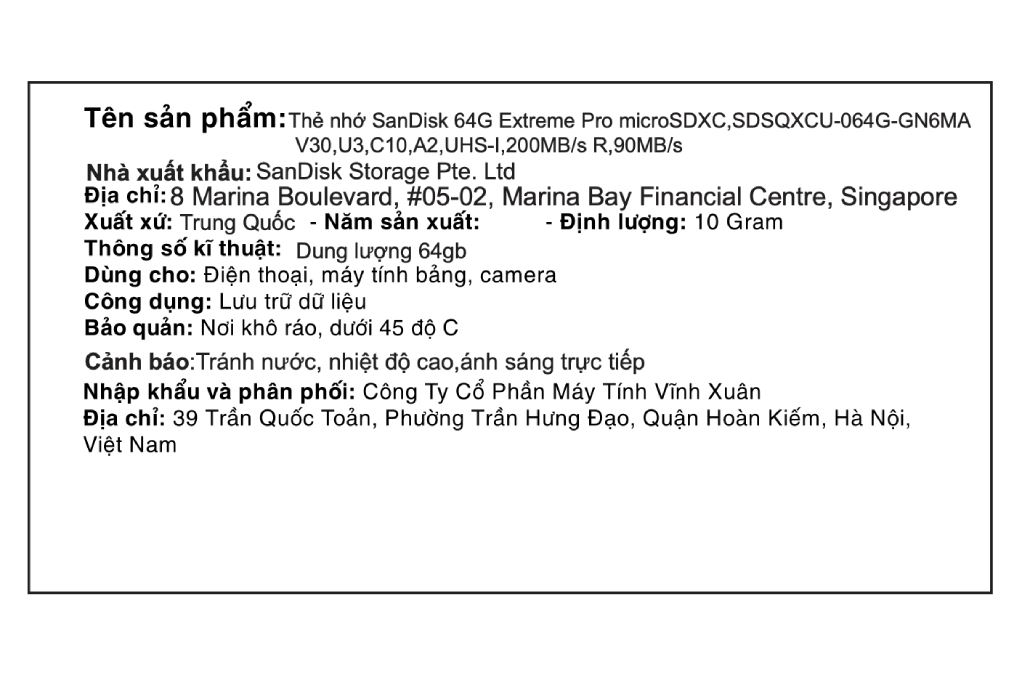 Thẻ nhớ Sandisk MicroSD 64GB Extreme Pro class 10_U3 Màu Đen - Đỏ