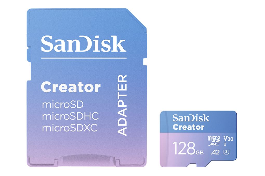Thẻ nhớ Sandisk Creator MicroSD 128GB Extreme class 10_U3 Màu Xanh Dương