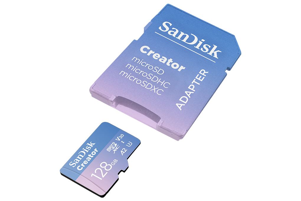 Thẻ nhớ Sandisk Creator MicroSD 128GB Extreme class 10_U3 Màu Xanh Dương