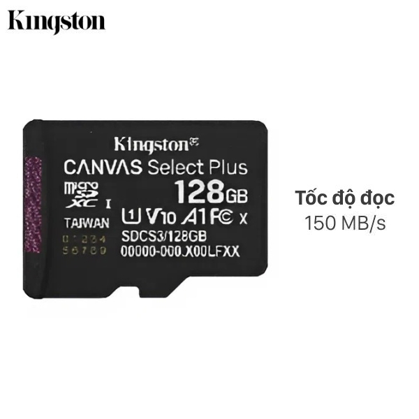 Thẻ nhớ Kingston MicroSD 128GB Select Pls Gen3 150R