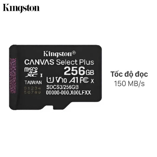 Thẻ nhớ Kingston MicroSD 256GB Select Pls Gen3 150R