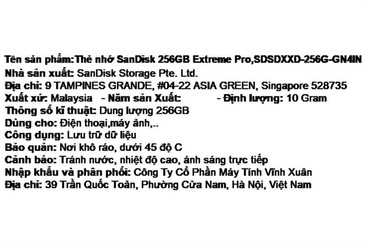 Thẻ nhớ Sandisk SDHC 256GB Extreme Pro class 10_U3 Màu Đen - Đỏ