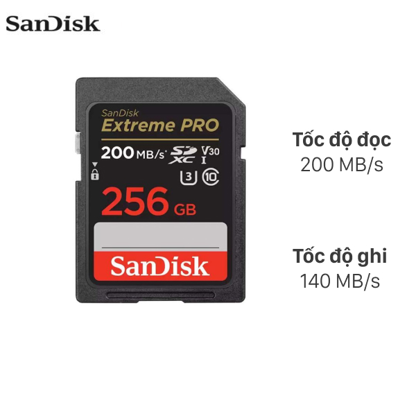 Thẻ nhớ Sandisk SDHC 256GB Extreme Pro class 10_U3