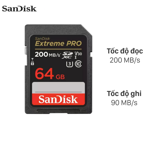 Thẻ nhớ Sandisk SDHC 64GB Extreme Pro class 10_U3