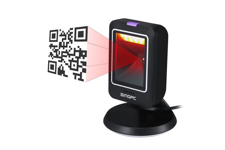 Máy quét mã vạch 2D để bàn có dây SingPC Scan-2800U Màu Đen