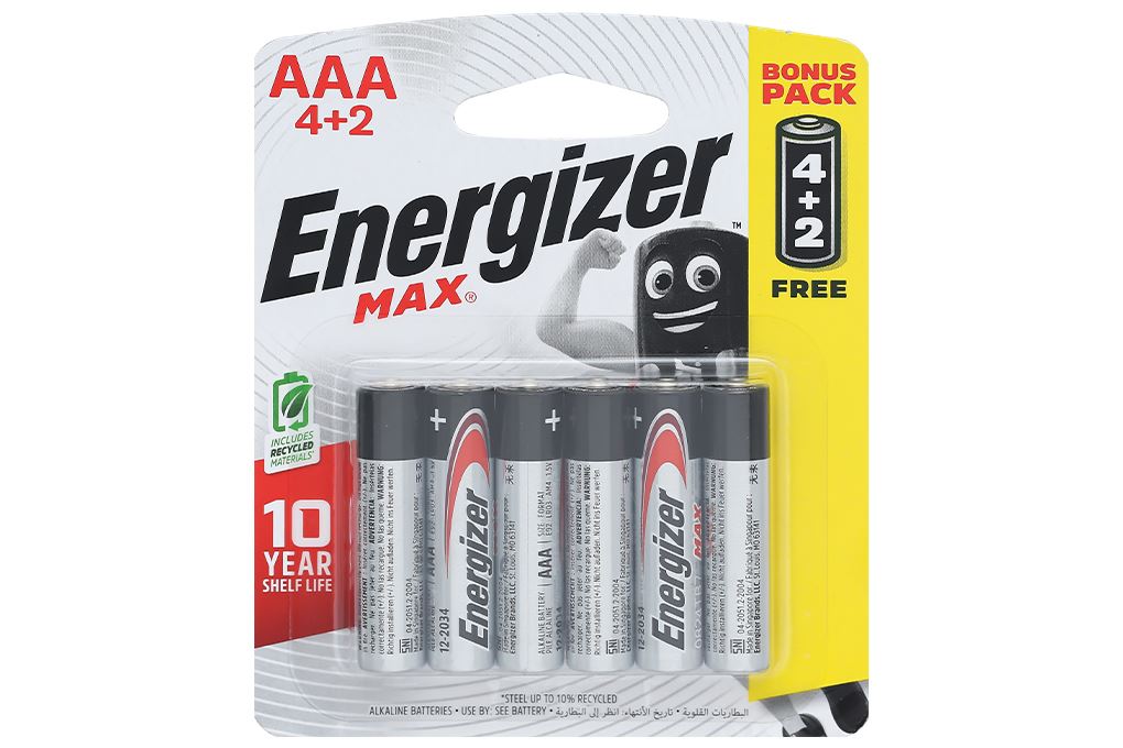 Pin AAA 6 viên Energizer Max E92BP4+2 Màu Đen - Đỏ