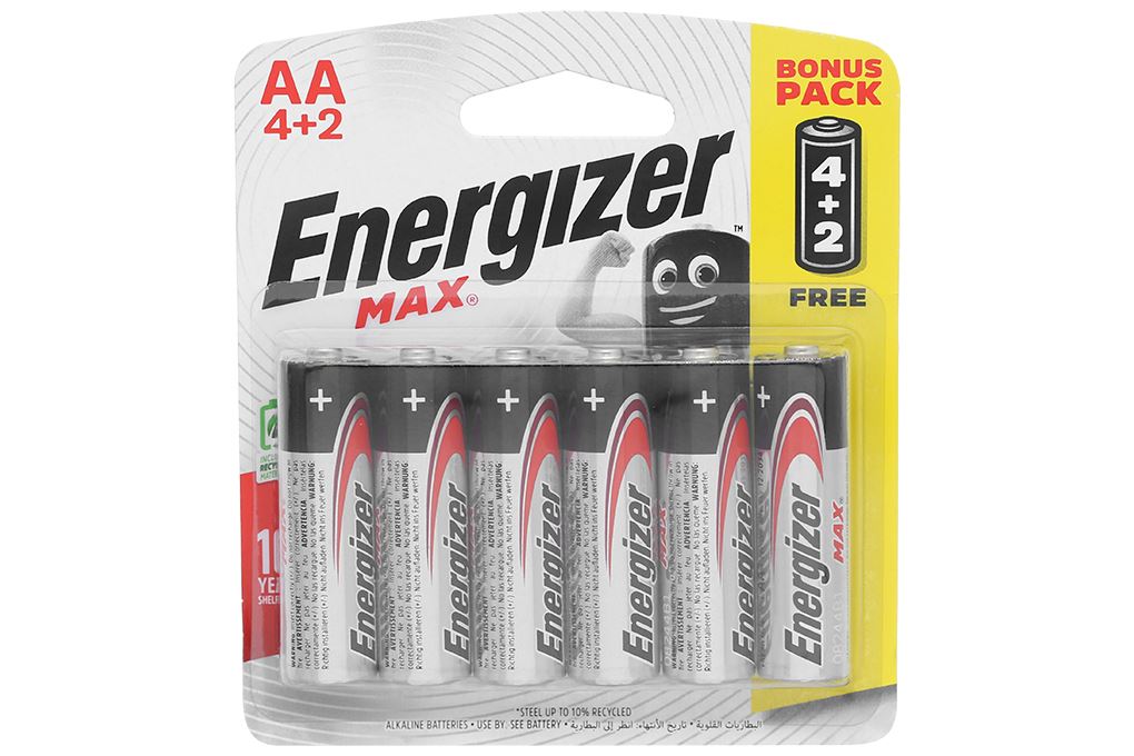 Pin AA 6 viên Energizer Max E91BP4+2 Màu Đen - Đỏ
