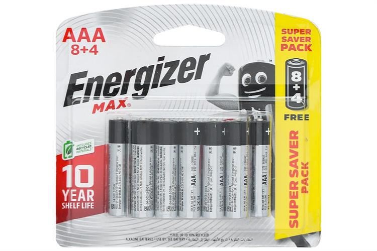 Pin AAA 12 viên Energizer Max E92BP8+4