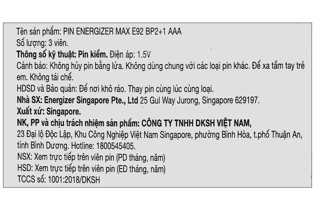 Pin AAA 3 viên Energizer Max E92BP2+1 Màu Trắng - Đen