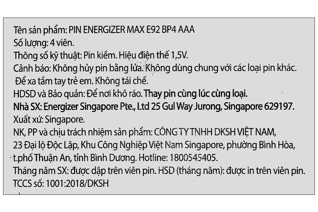 Pin AAA 4 viên Energizer Max E92BP4 - 4