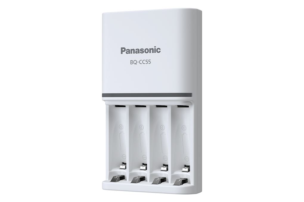 Bộ sạc nhanh 2h Panasonic Eneloop K-KJ55 2000mAH (kèm 4 viên pin AA) Màu Trắng