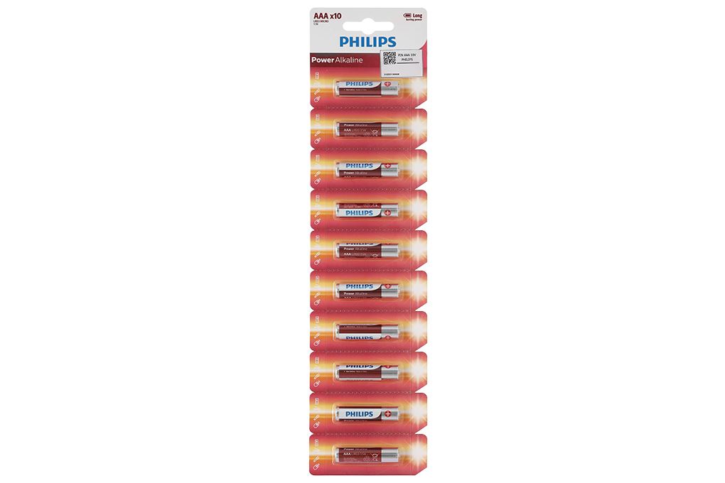 Pin AAA 10 viên Alkaline Philips LR03P10TS Màu Đen - Đỏ