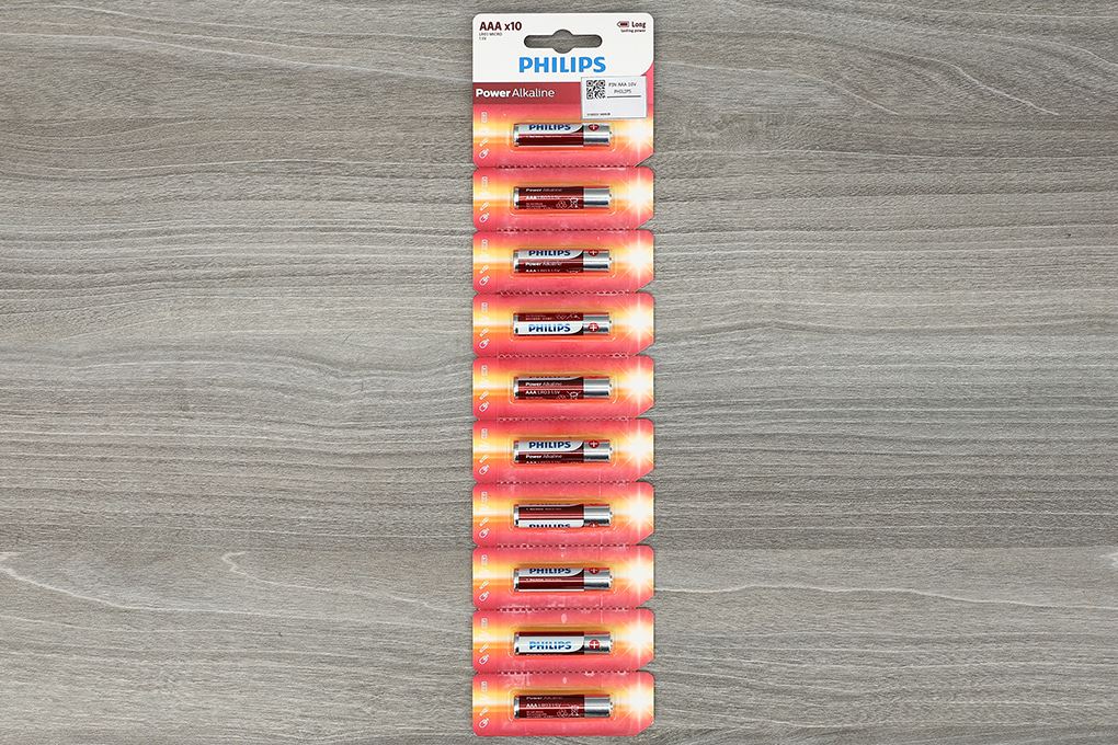 Pin AAA 10 viên Alkaline Philips LR03P10TS Màu Đen - Đỏ
