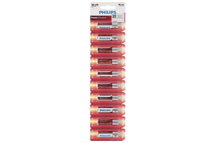 Pin AA 10 viên Alkaline Philips LR6P10TS Màu Đen - Đỏ