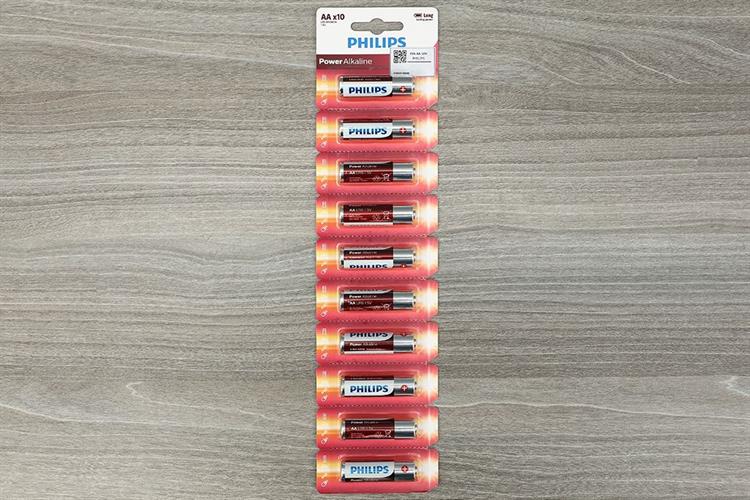 Pin AA 10 viên Alkaline Philips LR6P10TS Màu Đen - Đỏ