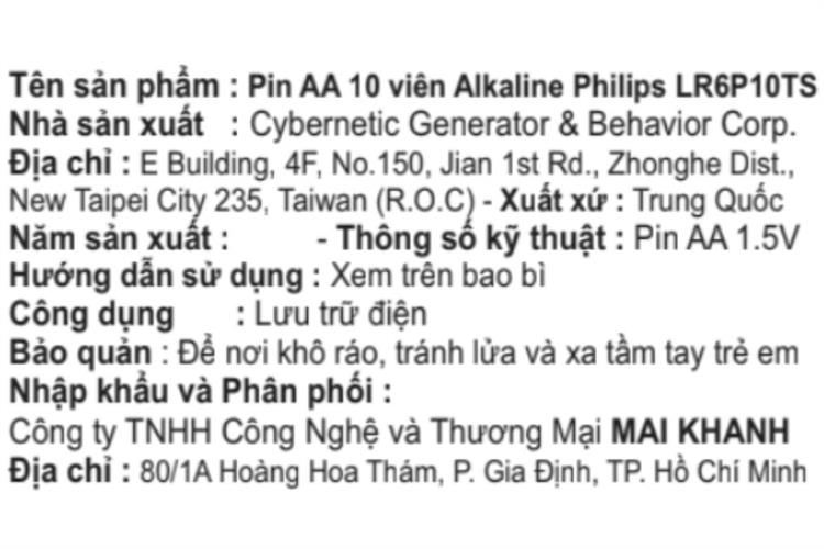 Pin AA 10 viên Alkaline Philips LR6P10TS Màu Đen - Đỏ