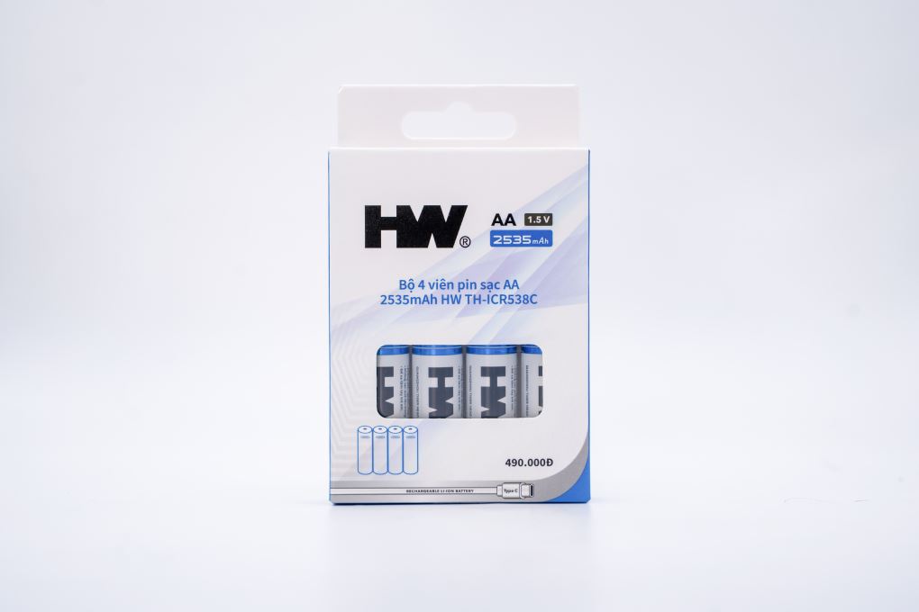 Bộ 4 viên pin sạc AA 2535 mAh HW TH-ICR538C Màu Xanh Dương