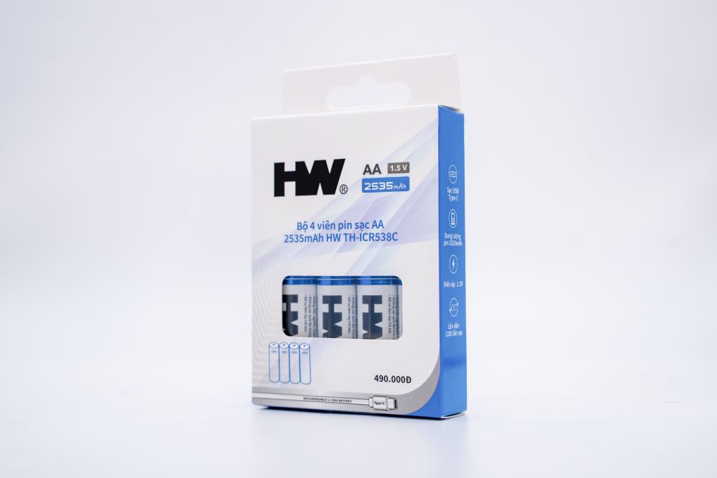 Bộ 4 viên pin sạc AA 2535 mAh HW TH-ICR538C Màu Xanh Dương