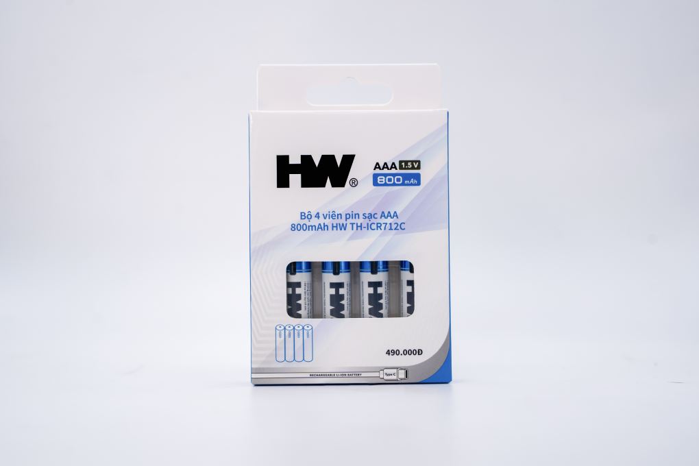 Bộ 4 viên pin sạc AAA 800 mAh HW TH-ICR712C Màu Xanh Dương