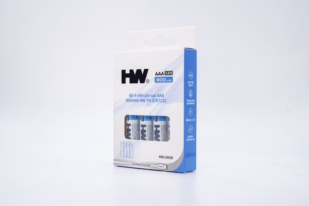 Bộ 4 viên pin sạc AAA 800 mAh HW TH-ICR712C Màu Xanh Dương