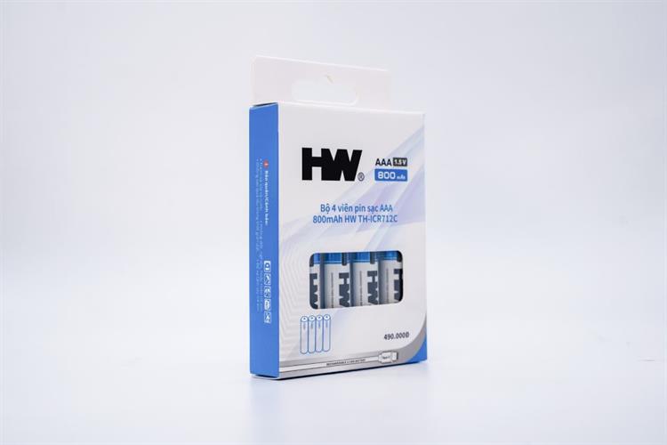 Bộ 4 viên pin sạc AAA 800mAh HW TH-ICR712C Màu Xanh Dương