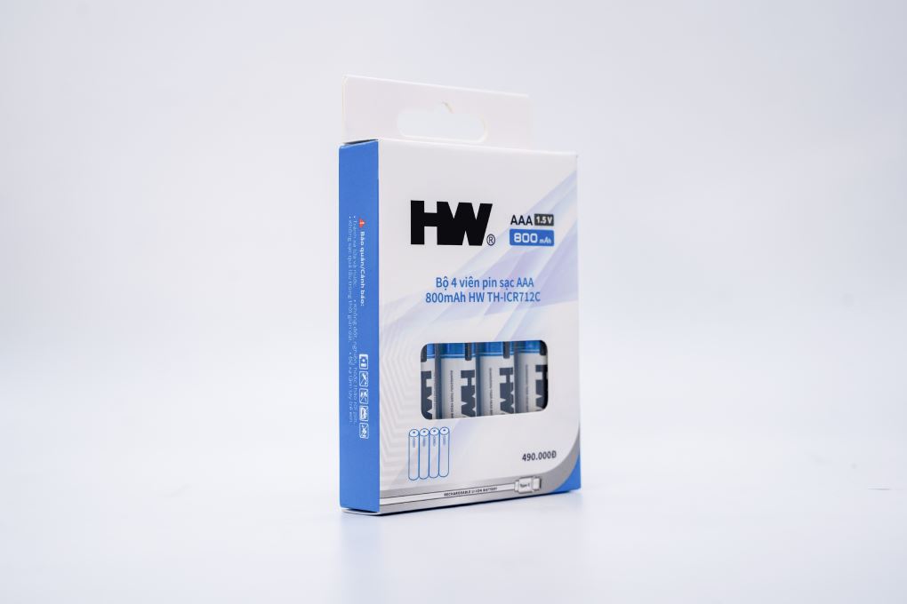 Bộ 4 viên pin sạc AAA 800 mAh HW TH-ICR712C Màu Xanh Dương