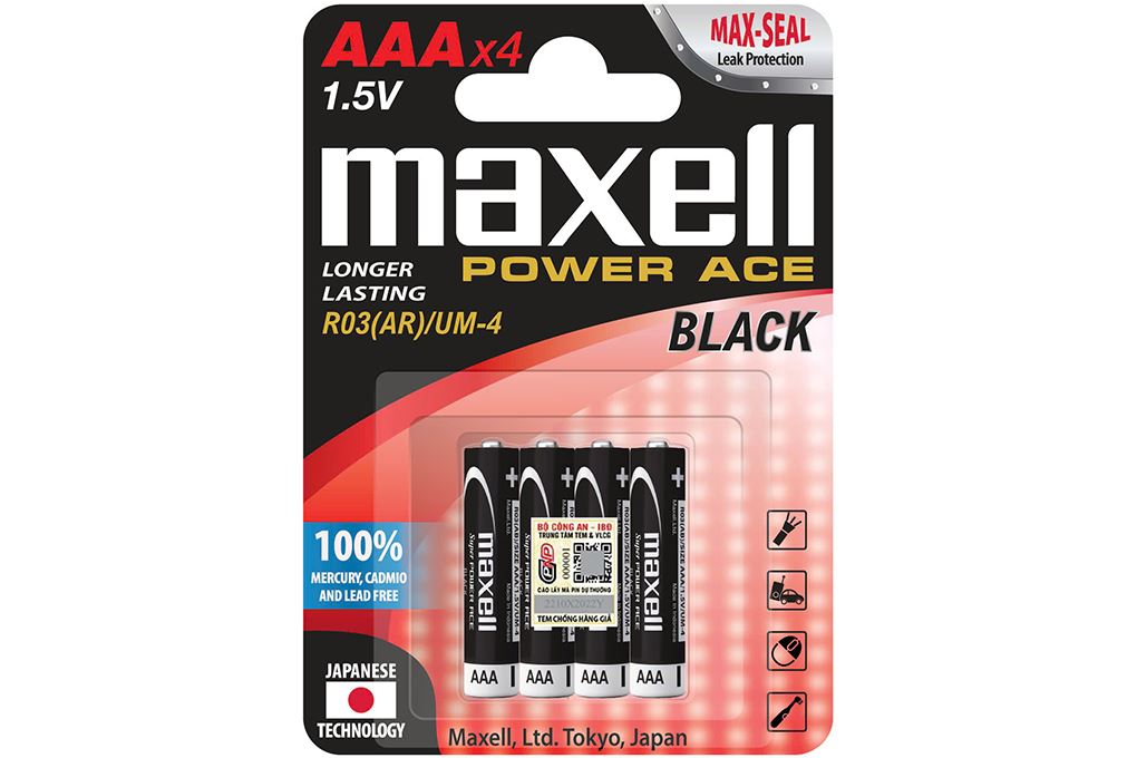 Pin AAA 4 viên Zinc Carbon Maxell R03 Màu Đen