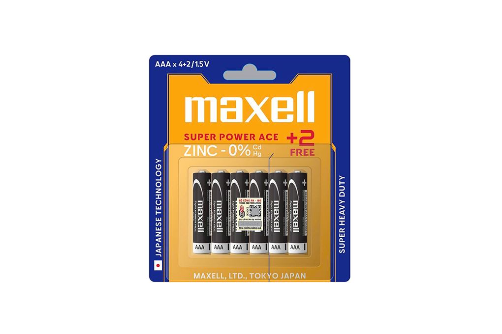 Pin AAA 6 viên Zinc Carbon Maxell R03 Màu Đen