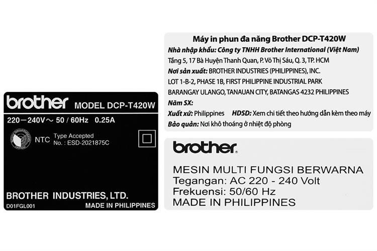 Máy in phun màu đa năng Brother DCP-T420W Màu Đen