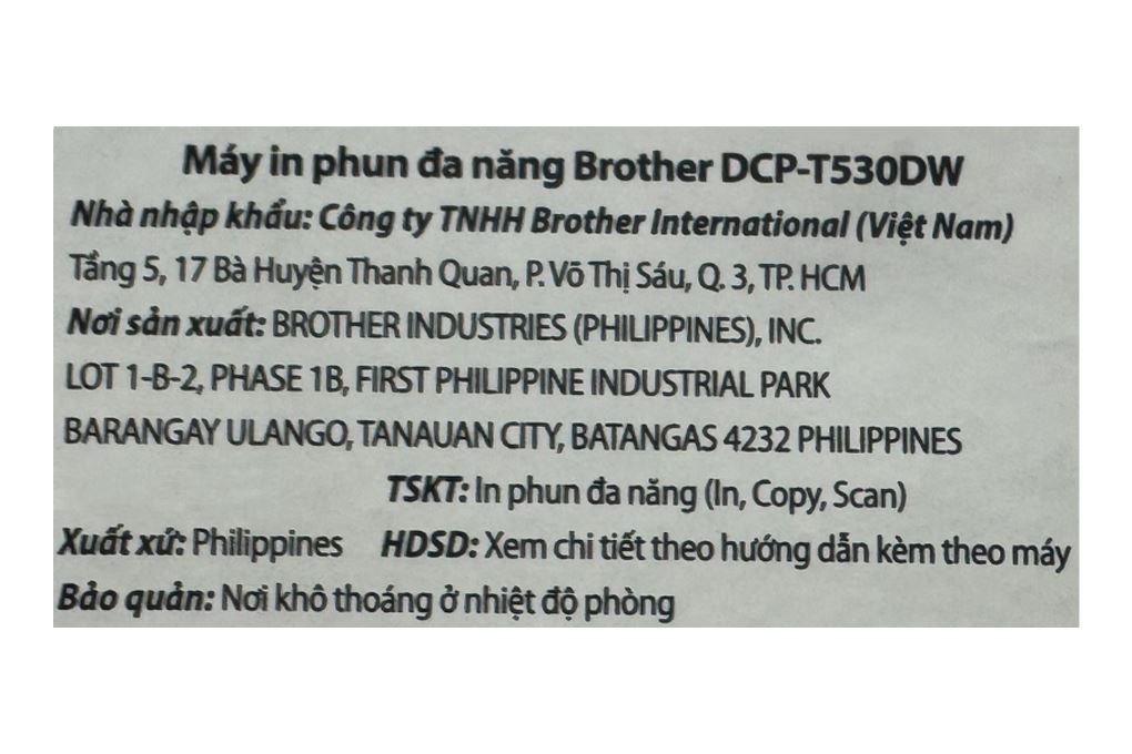 Máy in phun màu đa năng Brother DCP-T530DW Wifi Màu Đen